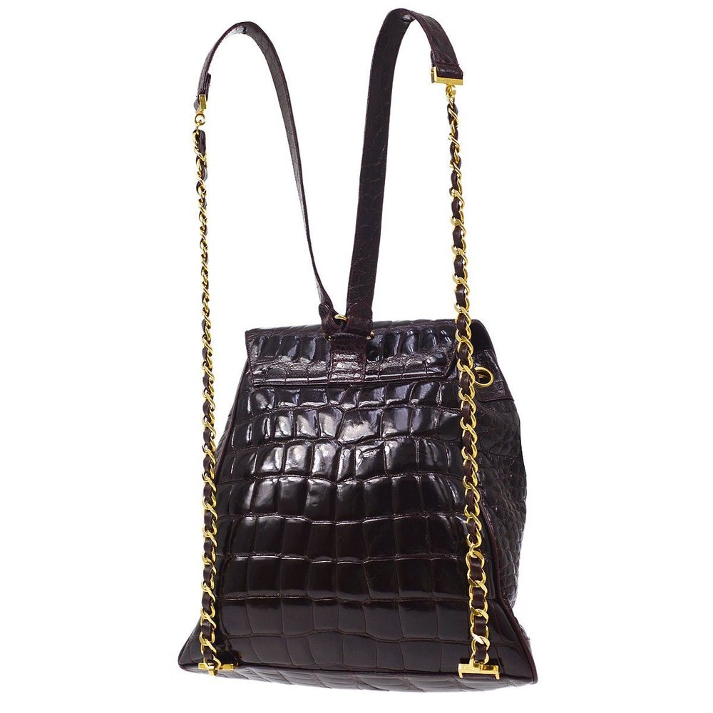 CHANEL * 1986-1988 Backpack Bordeaux Crocodile 60497 - Picture 3 of 11